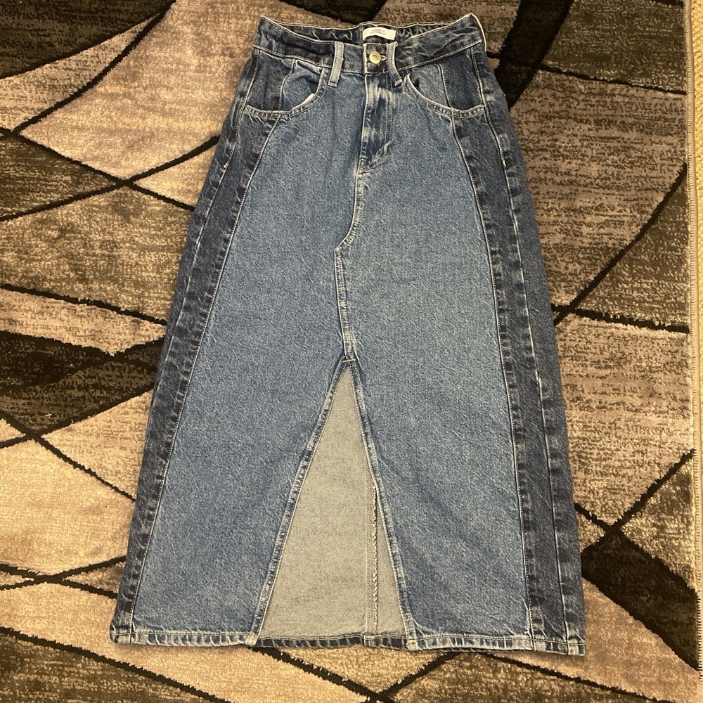 Forever 21 Two-Tone Blue Denim Skirt